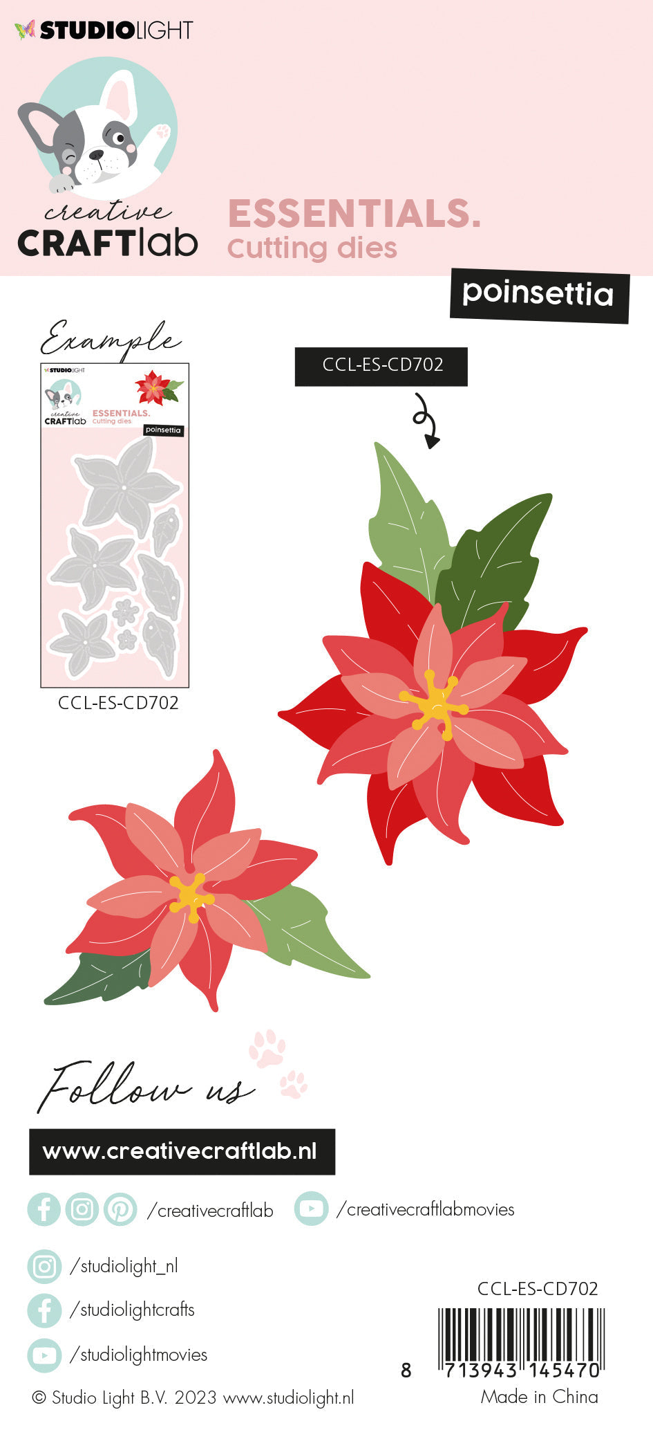 Matrice de coupe CCL Poinsettia Essentials 70x130x1mm 8 pièces n°702-3