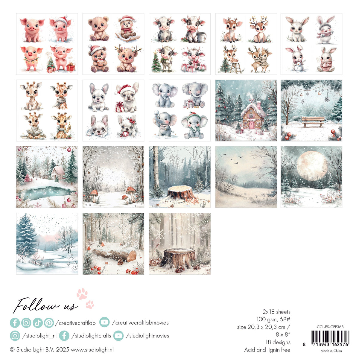 Bloc de papier pour collage CCL Holly Jolly Essentials 36 feuilles-2