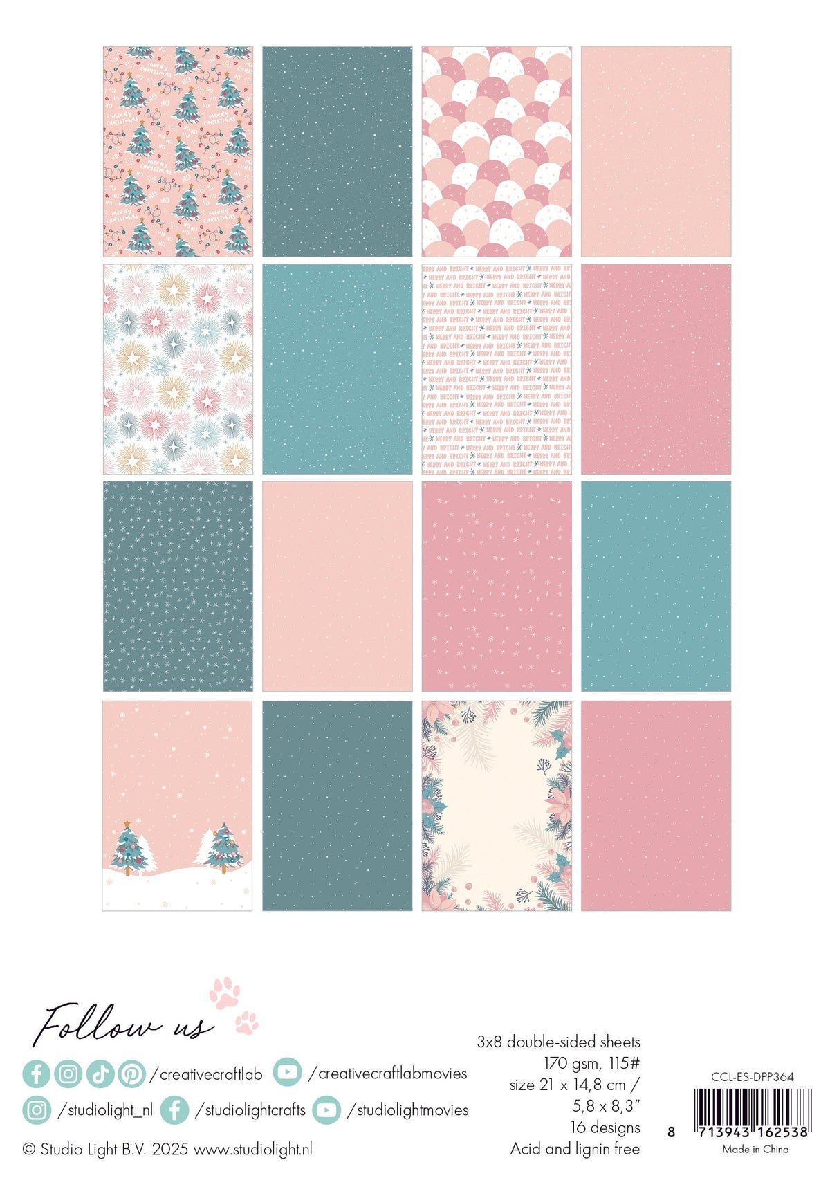 Bloc de papier de création CCL "Let It Snow Essentials", 24 feuilles-2