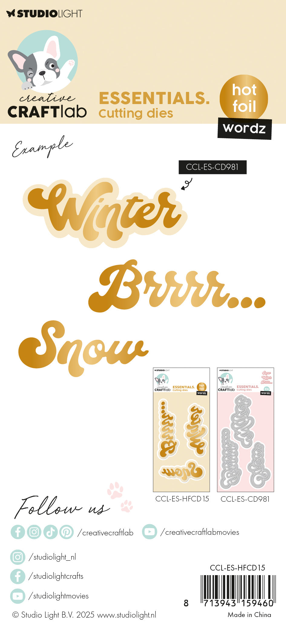 CCL Hot Foil Cutting Die Wordz Winter Essentials 115x68x1mm 3 Pieces-2