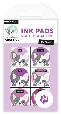 Almohadillas de tinta CCL, colores morados reactivos al agua, esenciales, 120x70x16 mm, 6 unidades, n.º 20-1