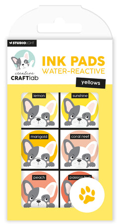 Almohadillas de tinta CCL, tonos amarillos reactivos al agua, esenciales, 120x70x16mm, set de 6 unidades, n.º 21-1