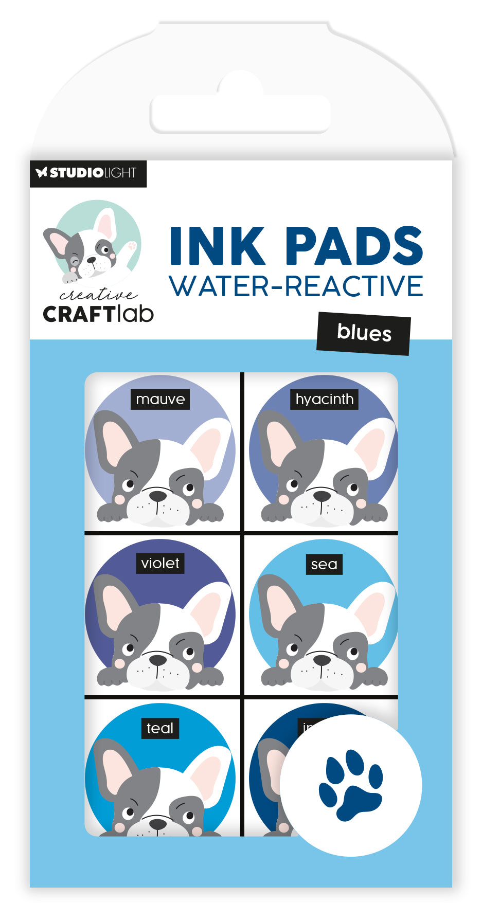 Almohadillas de tinta CCL Water-Reactive Blues Essentials 120x70x16mm 6 unidades n.º 23