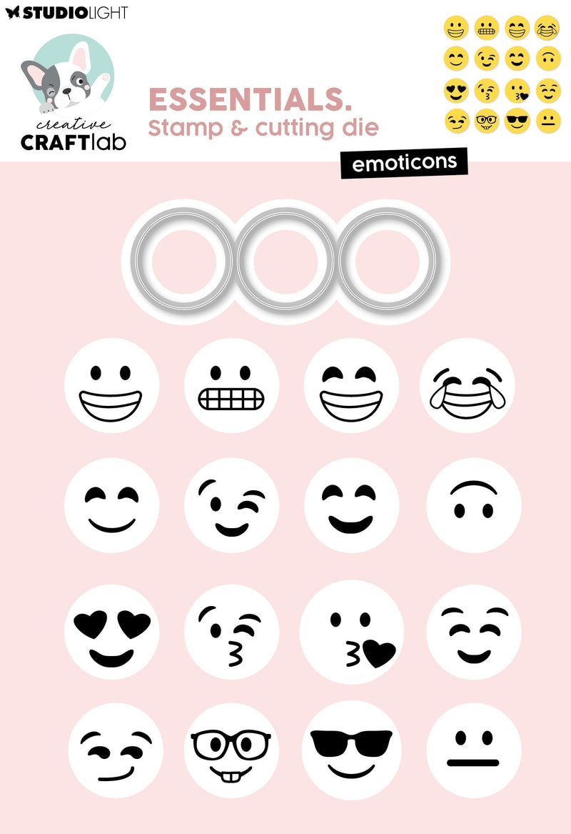 CCL Stamp & Cutting Die Emoticons Essentials 17 Pieces-1