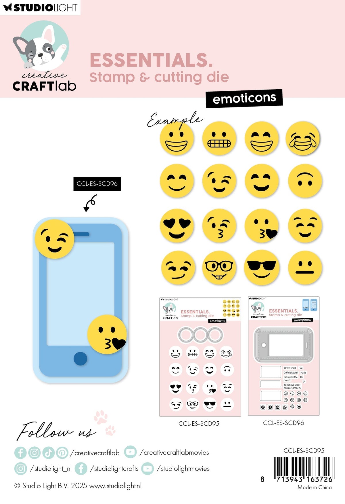 CCL Stamp & Cutting Die Emoticons Essentials 17 Pieces-2