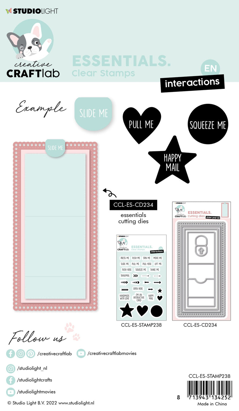 CCL Clear Stamp Text Interactions For Slider Pop Up Die Essentials 105x148x3mm 30 PC nr.238-3
