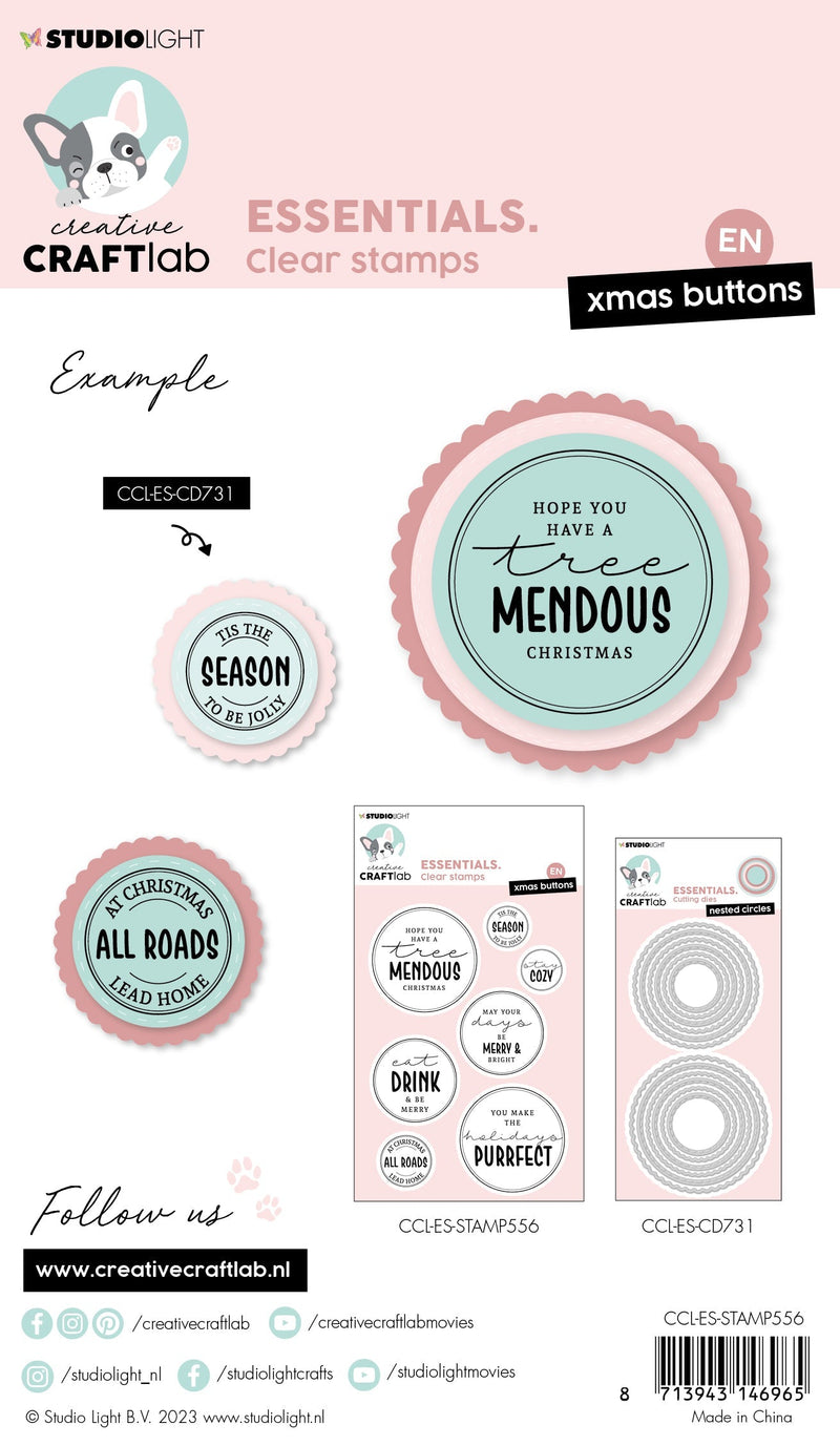 CCL Tampon Transparent Boutons de Noël Essentiels 96x142x1mm 7 PC nr.556-3