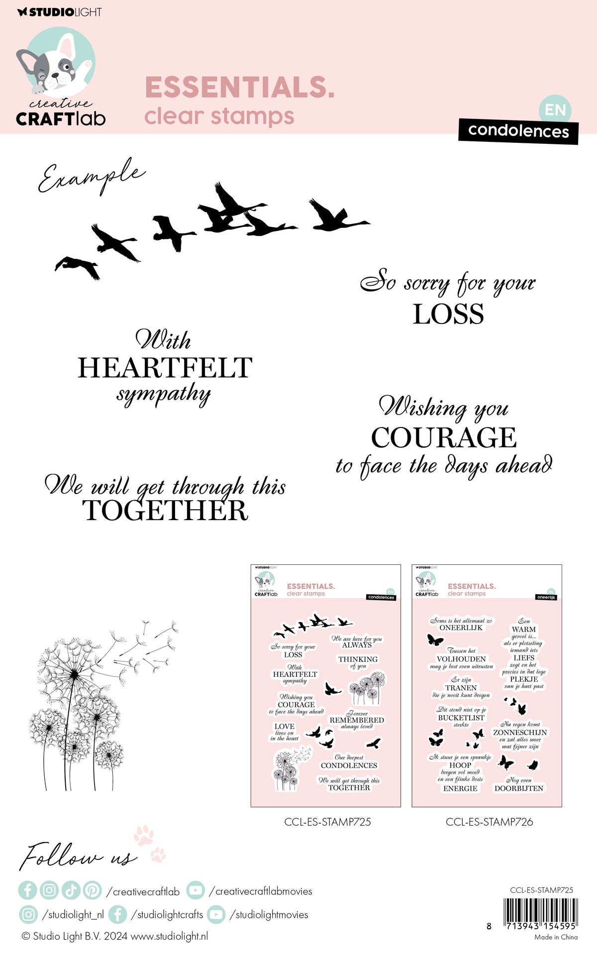 CCL Clear Stamp Condolences Essentials 15 PC-2