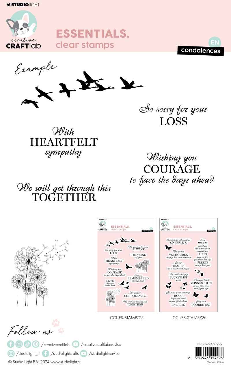CCL Clear Stamp Condolences Essentials 15 PC-2
