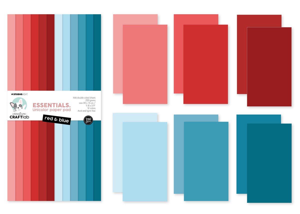CCL Unicolor Paper Pad Red & Blue Essentials 24 SH-3