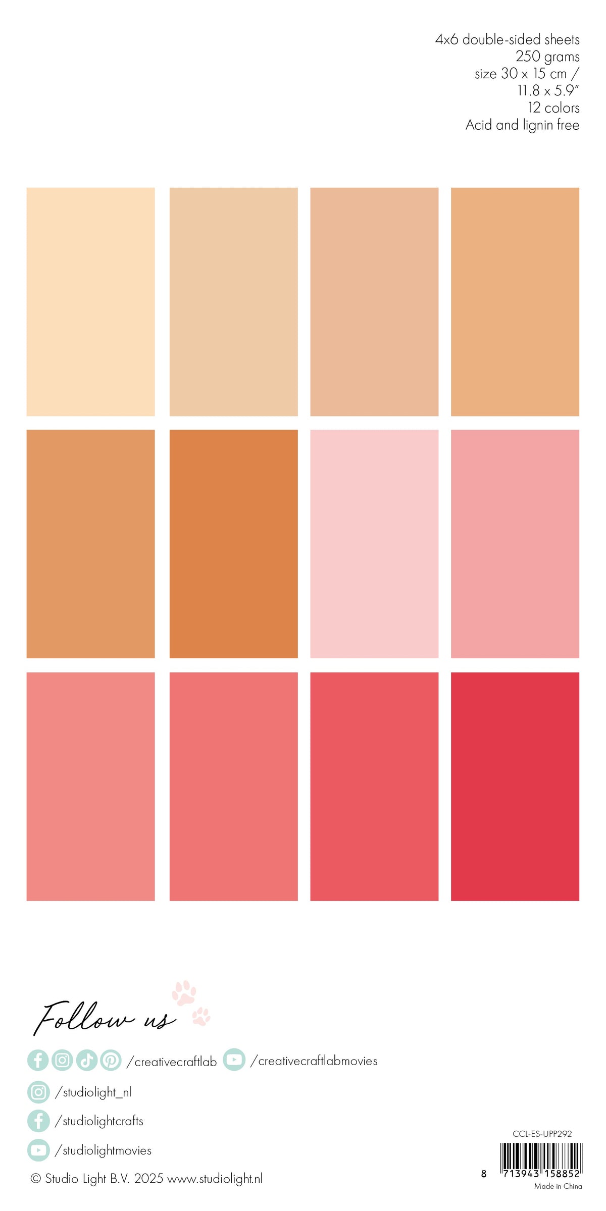 Unicolor Peach & Pink Scrapbooking Paper Pad, 24 Sheets-2