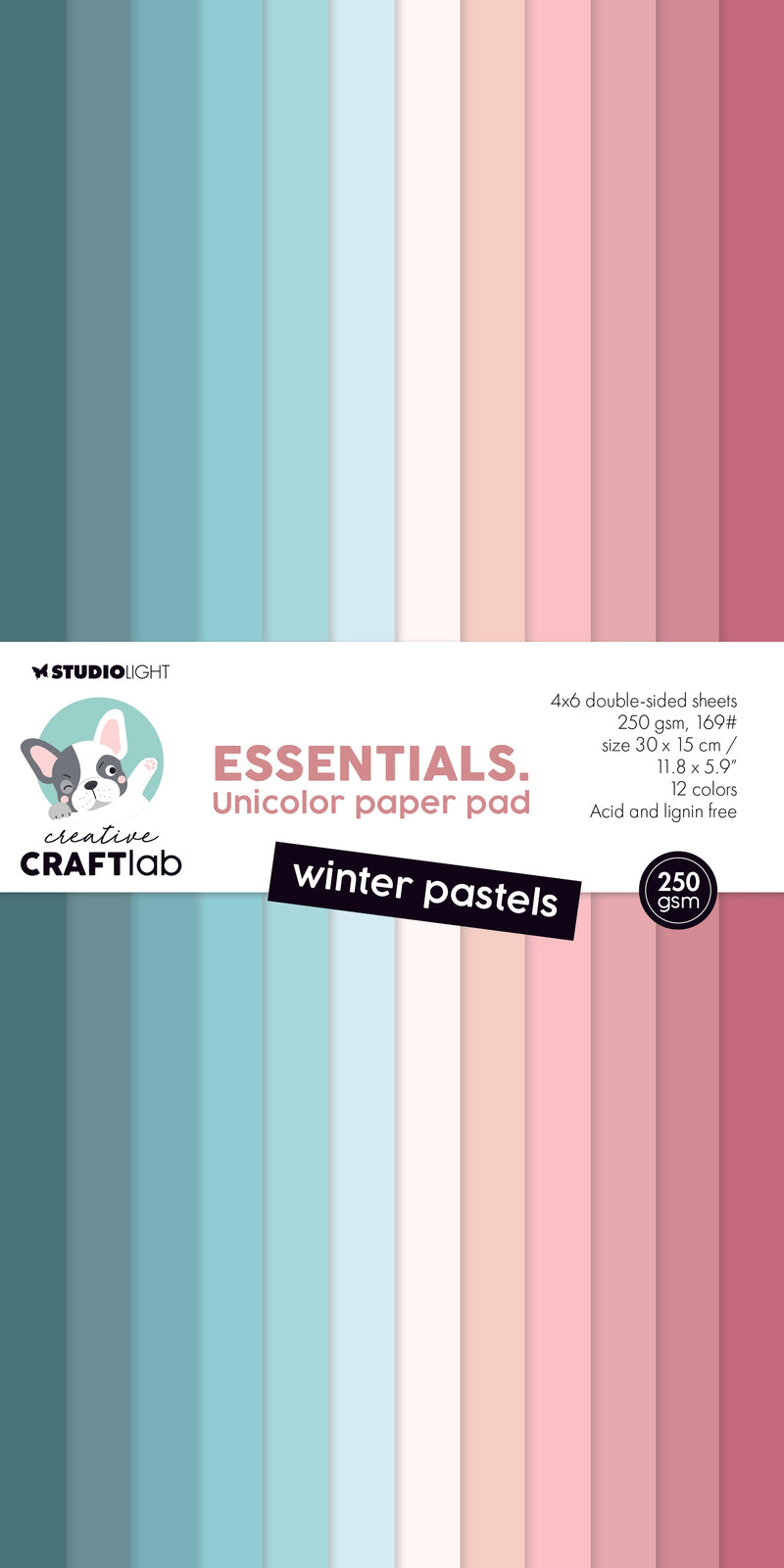 Bloc de papier uni CCL Couleurs Hiver Pâtels Essentiels 24 feuilles-1