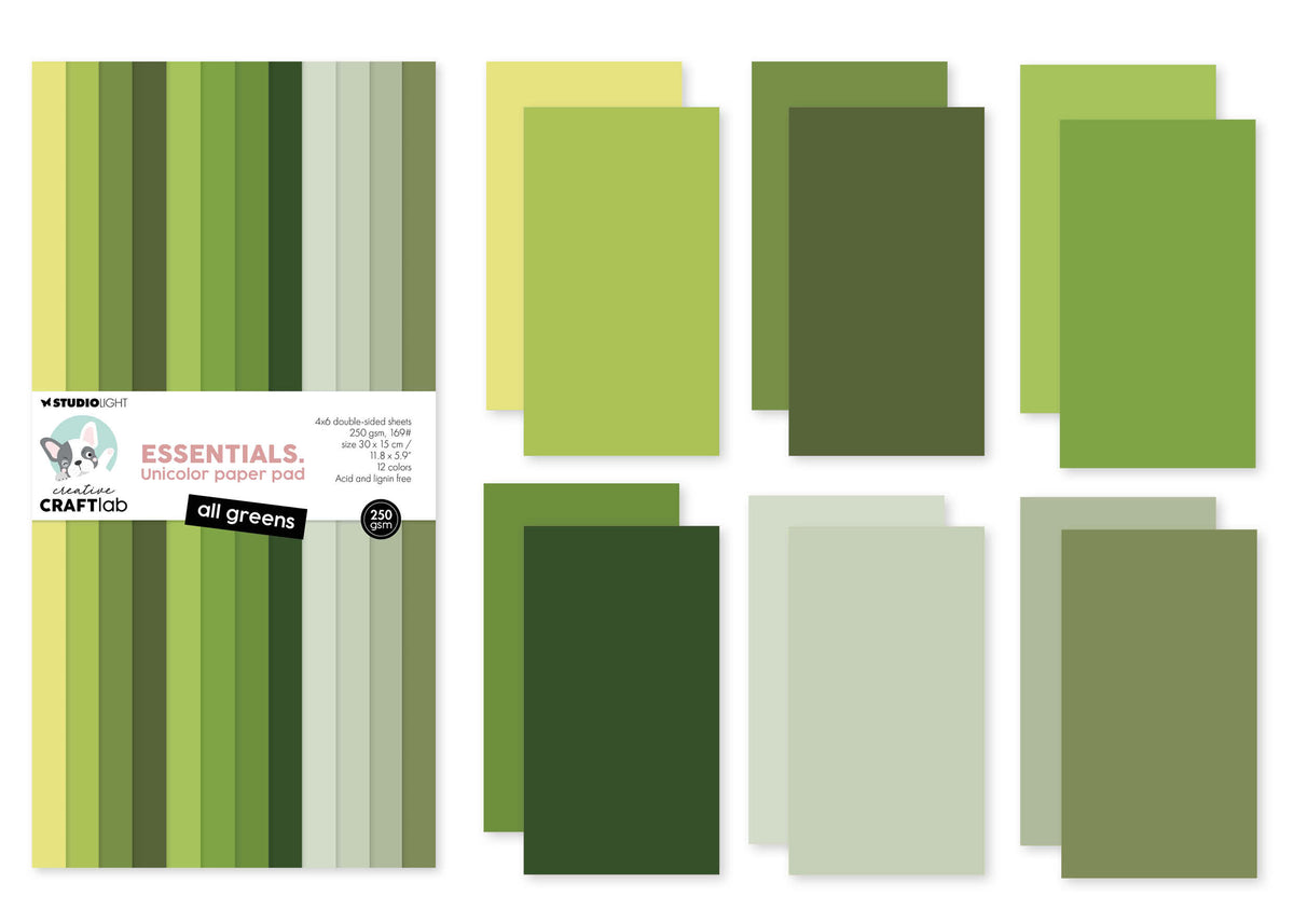 CCL Unicolor Paper Pad All Greens Essentials-3