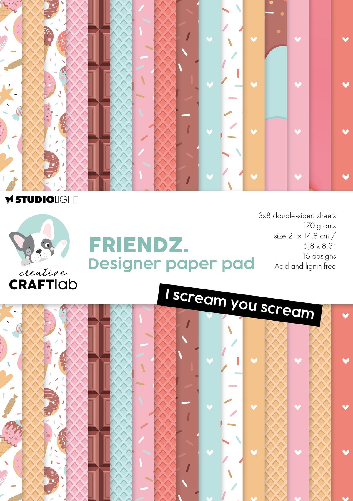 Bloc de papel para diseño CCL I Scream You Scream Friendz 24 hojas