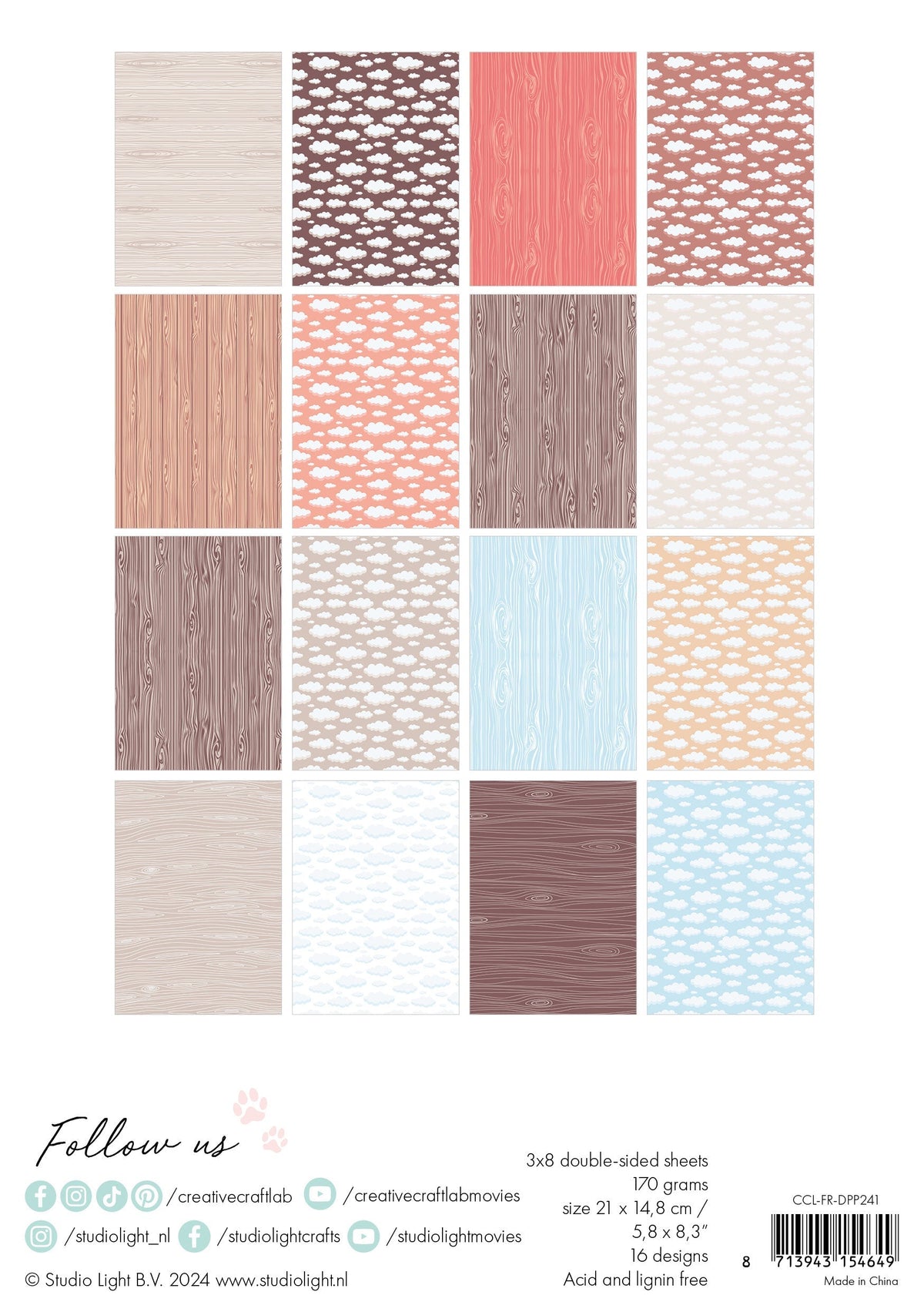 CCL Design Paper Pad Woodgrain Friendz 24 SH-3