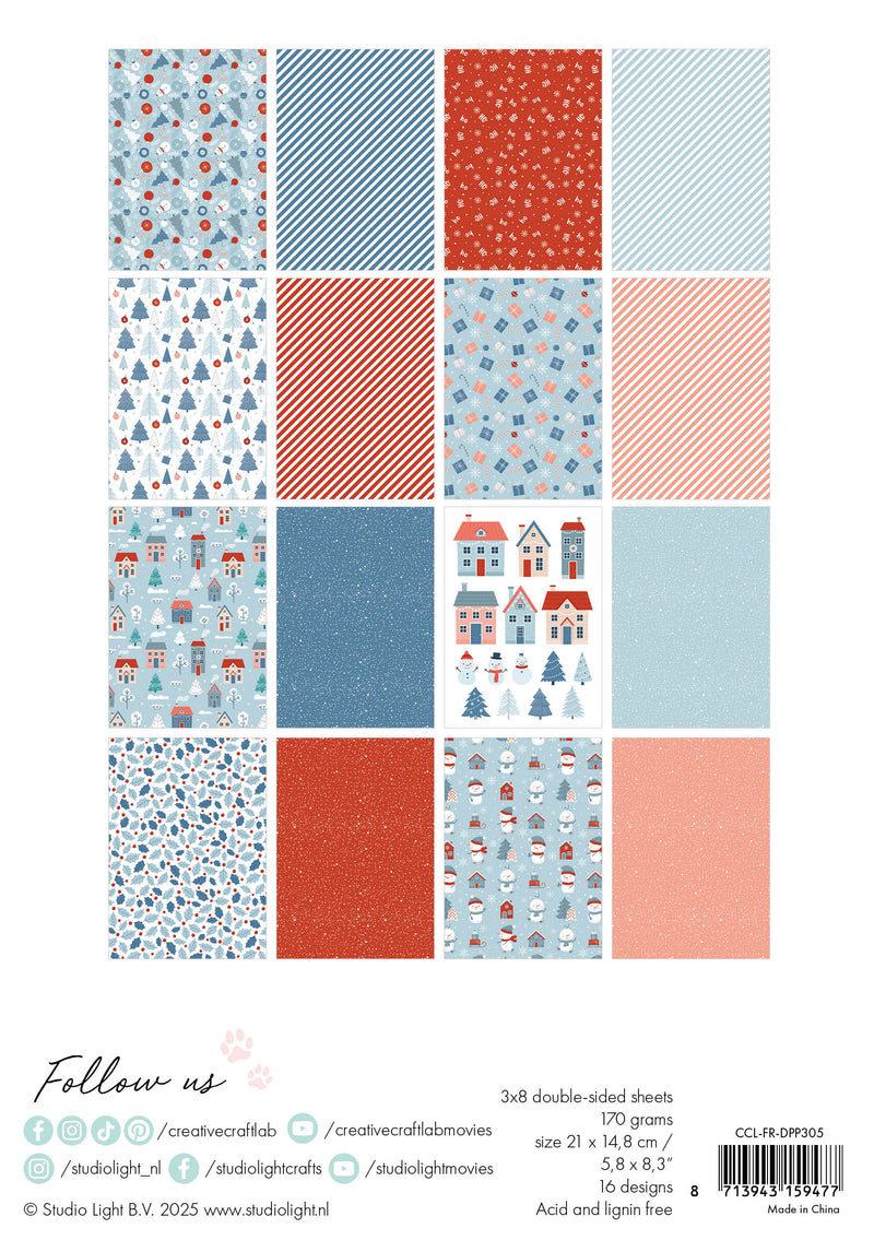 CCL Designer Paper Pad Hello Winter Friendz 210x148x9mm 24 Sheets-3