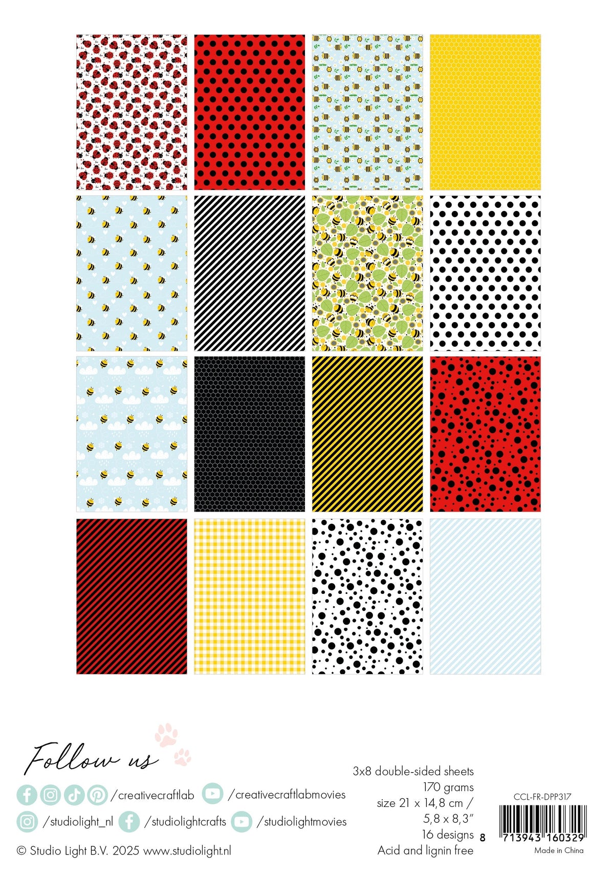 CCL Designer Paper Pad Bee-Lightful Friendz 24 Sheets-3