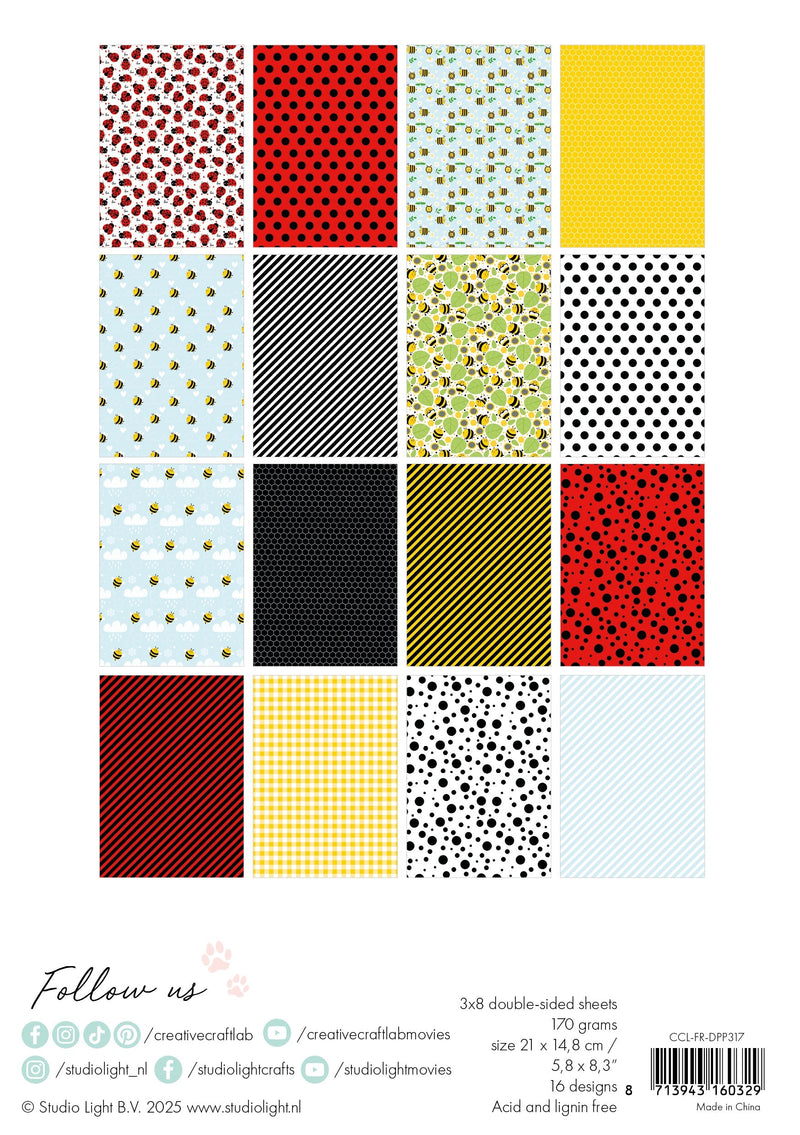 CCL Designer Paper Pad Bee-Lightful Friendz 24 Sheets-3