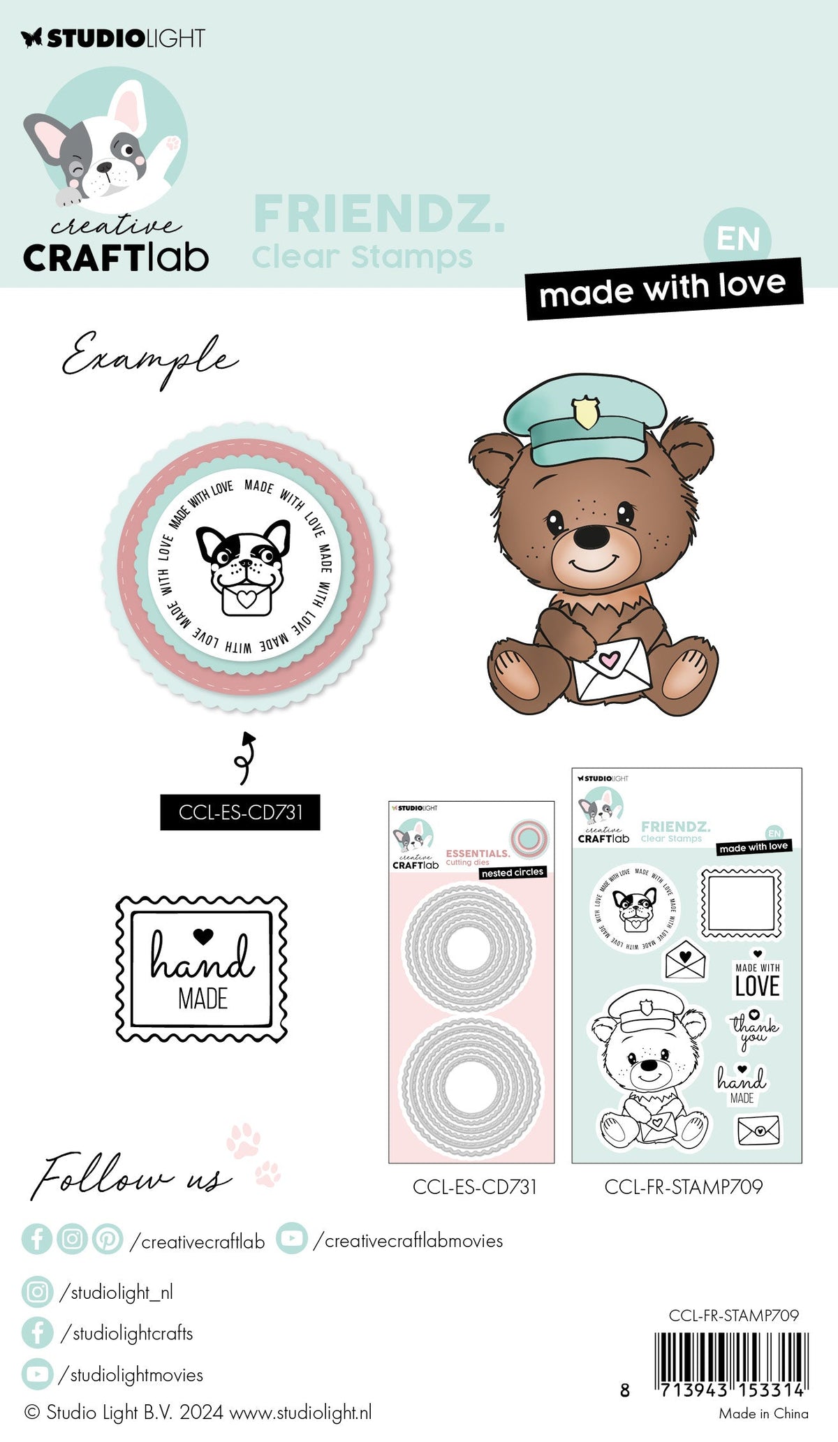 CCL Clear Stamp Made With Love Friendz 8 PC-2