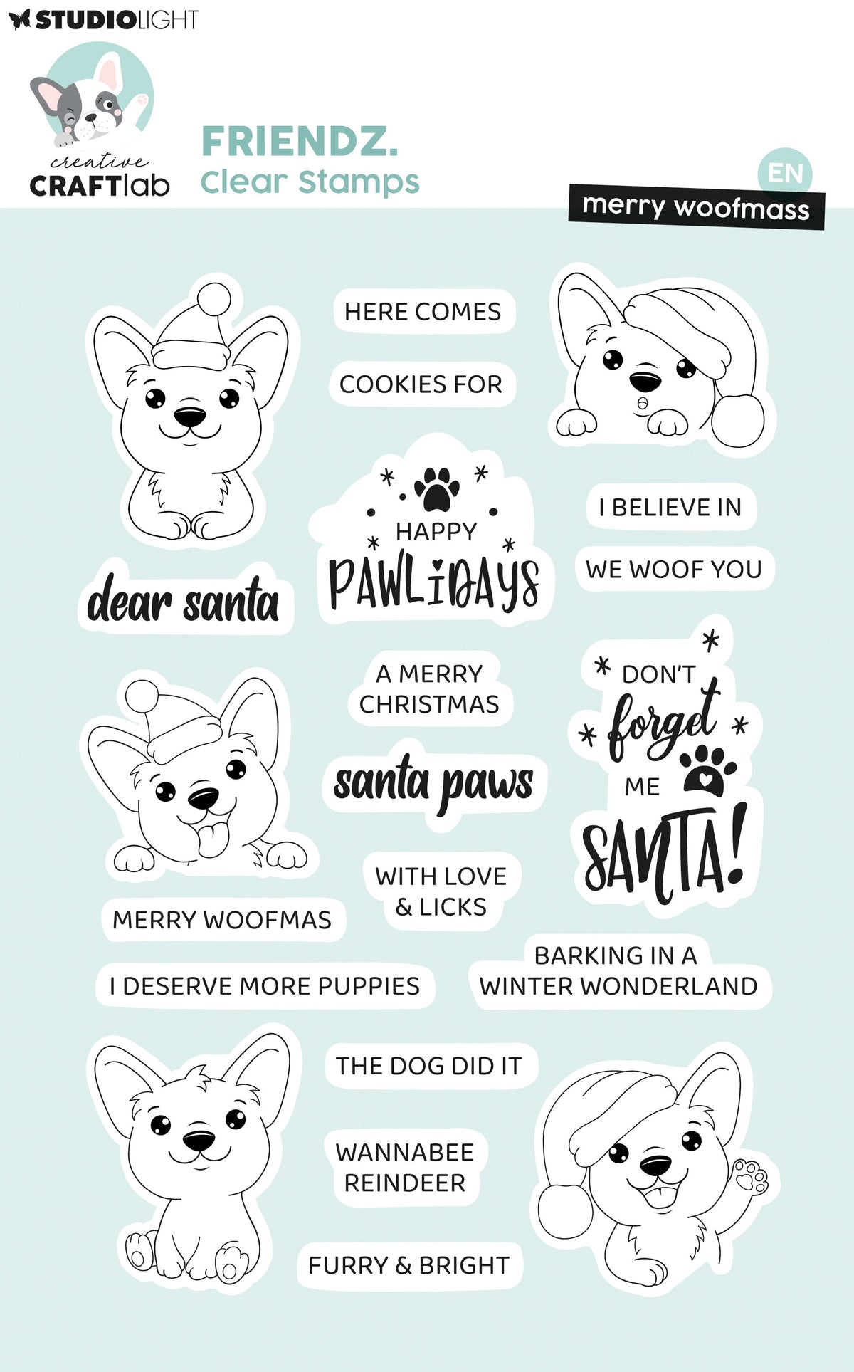 CCL Clear Stamps Merry Woofmass Friendz 21 Pieces-1