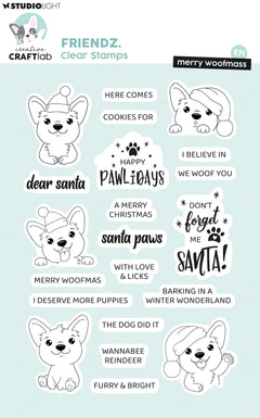 CCL Clear Stamps Merry Woofmass Friendz 21 Pieces-1