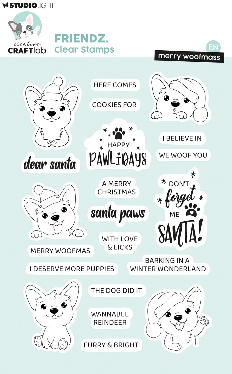 CCL Clear Stamps Merry Woofmass Friendz 21 Pieces-1