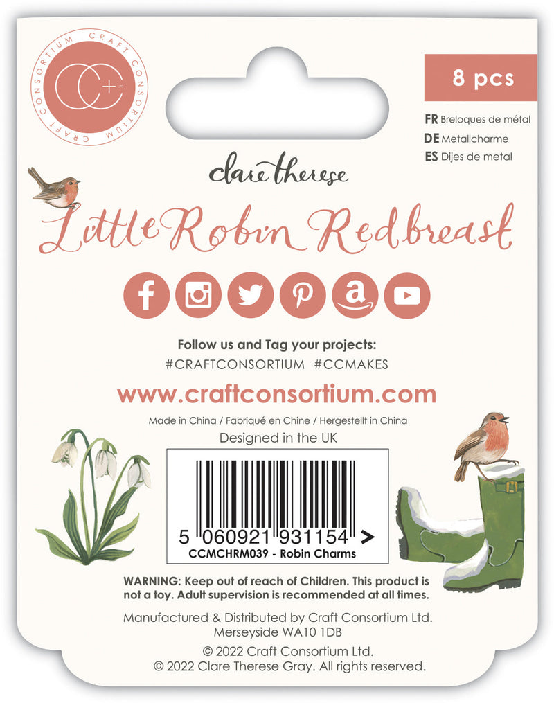 Craft Consortium Little Robin Redbreast - Metal Charms - Robin-3