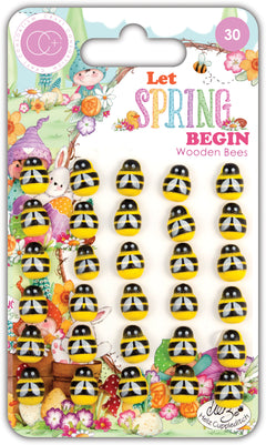 Craft Consortium Let Spring Begin - Adhesive Wooden Bees-1