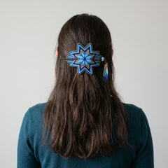 Blue Handmade Beaded Star Barrette-4