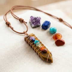 Natural Sword Chakra Unisex Brown Pendant-1
