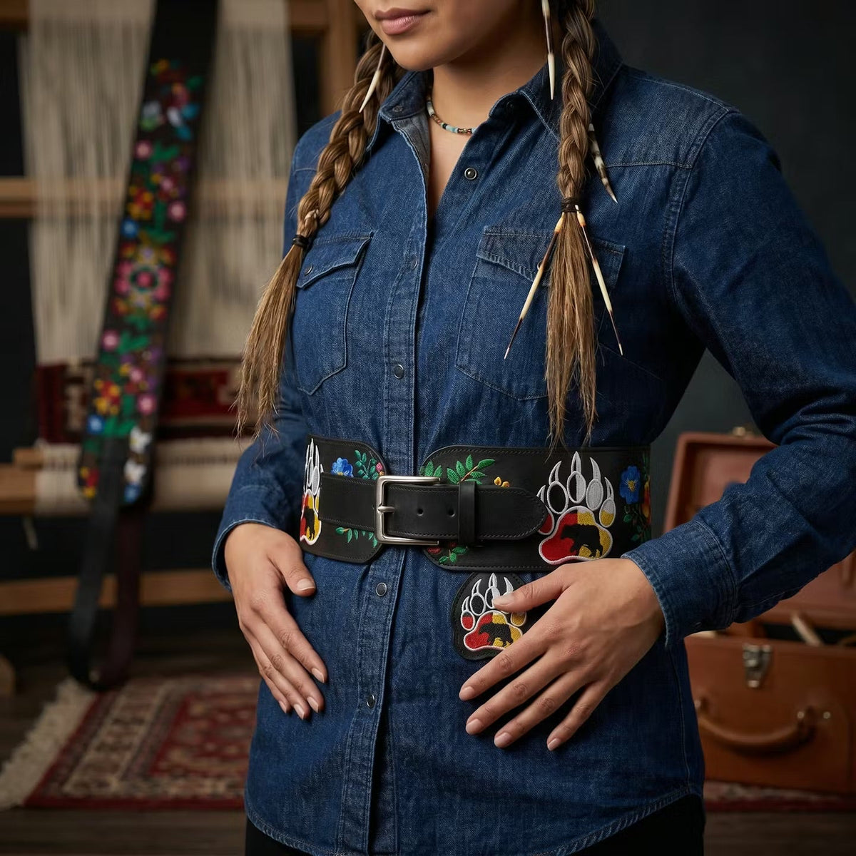 Heritage Leather Regalia Belt (Bear Paw)-3