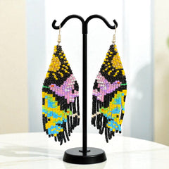 Black Sky Dancer Beaded Earrings-3