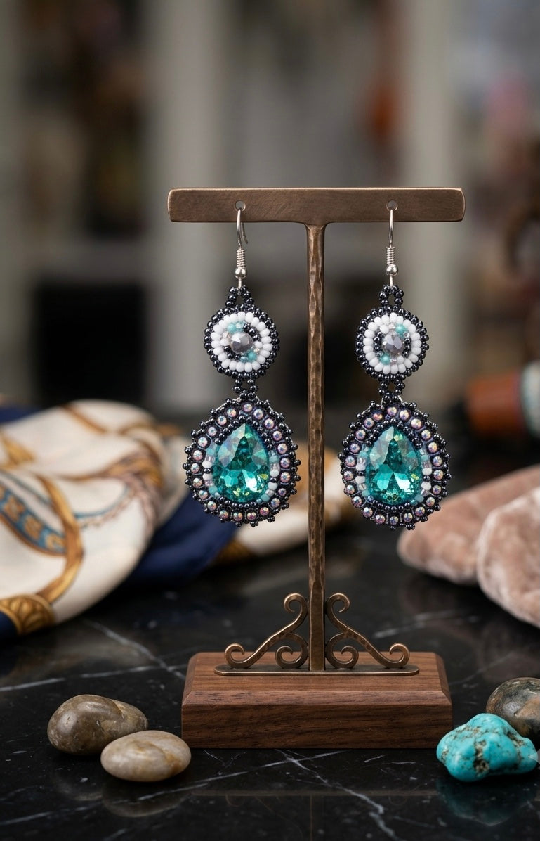 Drop Beaded Earrings green collection-6