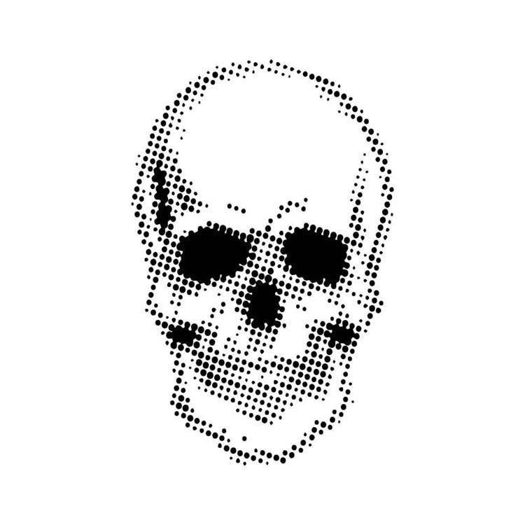 Creative Expressions 7 x 7 Stencil by Andy Skinner Half Tone Skull-1