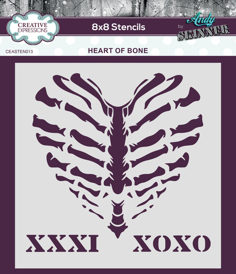 Creative Expressions Andy Skinner Heart Of Bone 8 in x 8 in Stencil-1