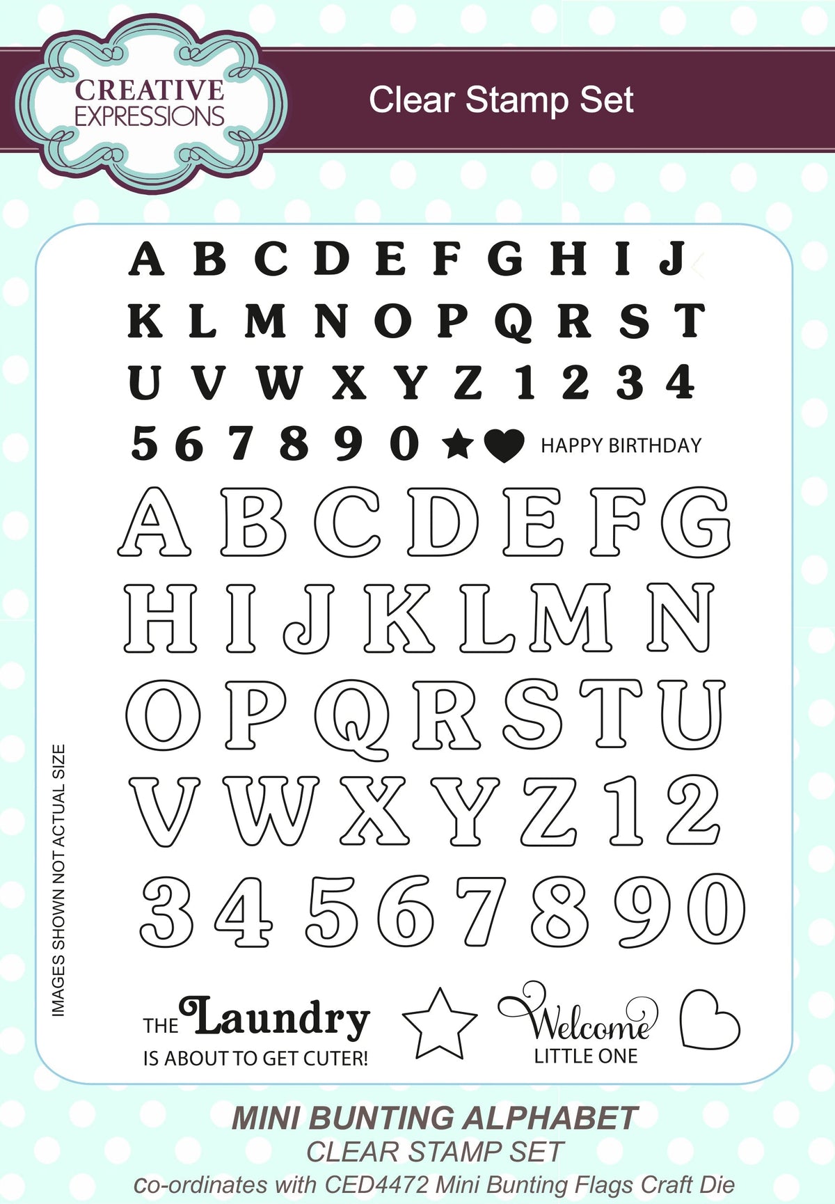 Creative Expressions Sue Wilson Mini Bunting Alphabet 6 in x 8 in Clear Stamp Set-1