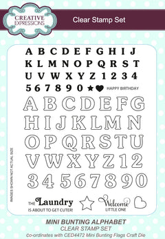 Creative Expressions Sue Wilson Mini Bunting Alphabet 6 in x 8 in Clear Stamp Set-1
