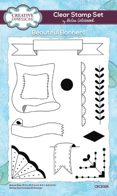 Creative Expressions Helen Colebrook Beautiful Banners 6 in x 4 in Clear Stamp Set-1