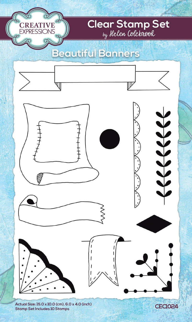 Creative Expressions Helen Colebrook Beautiful Banners 6 in x 4 in Clear Stamp Set-1