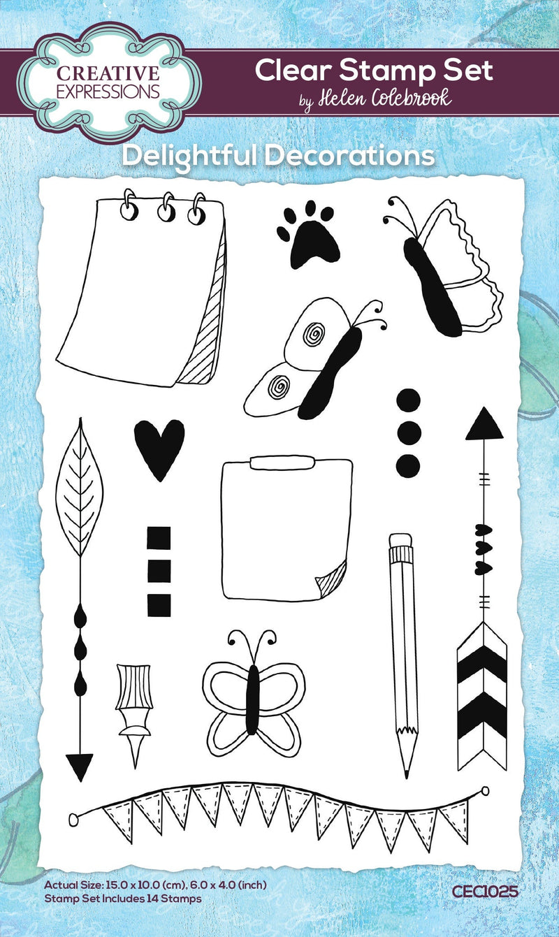 Creative Expressions Helen Colebrook Delightful Decorations 6 in x 4 in Clear Stamp Set-1