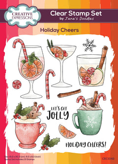 Creative Expressions Jane's Doodles Holiday Cheers Lot de 12 tampons transparents 15 x 20 cm-1