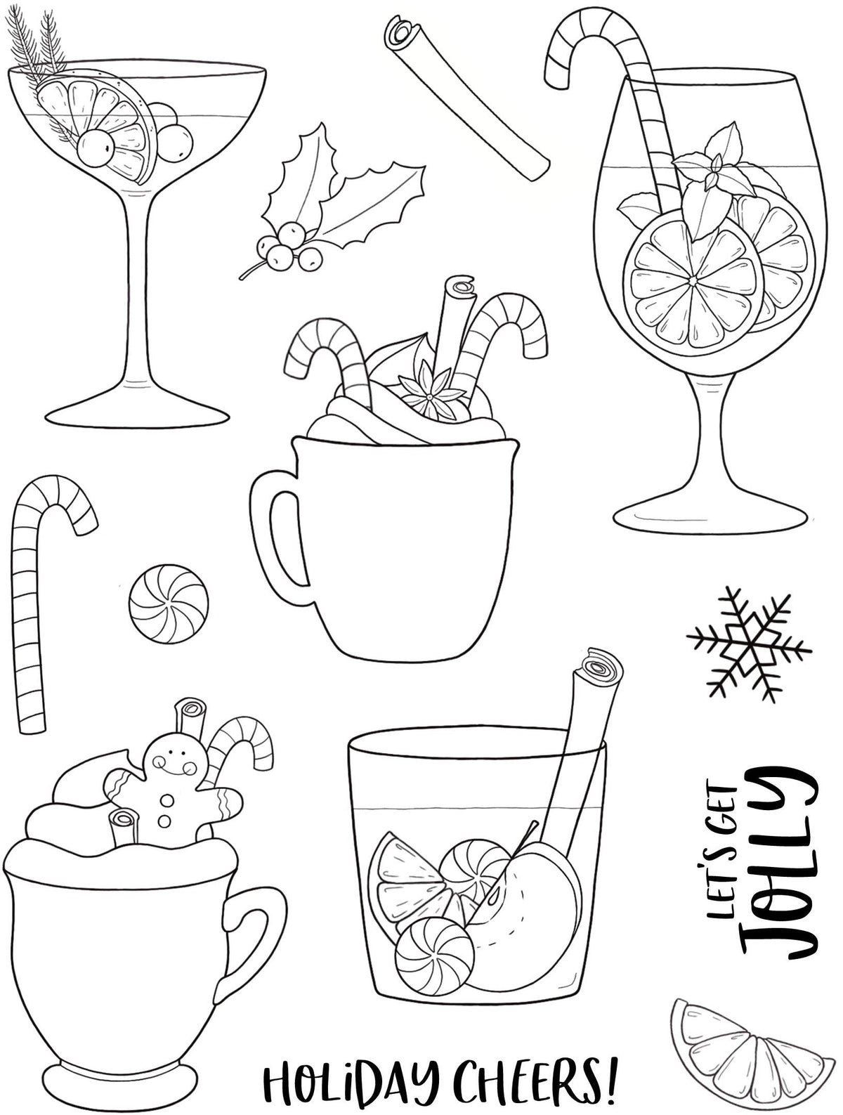 Creative Expressions Jane's Doodles Holiday Cheers Lot de 12 tampons transparents 15 x 20 cm-15