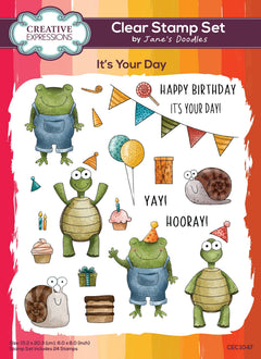 Creative Expressions Jane's Doodles It's Your Day Lot de tampons transparents 6 x 8 po-1