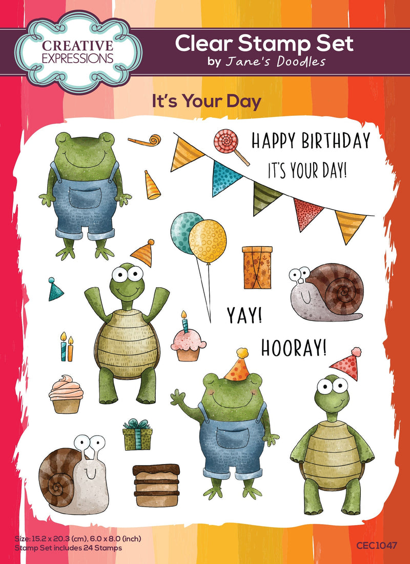 Creative Expressions Jane's Doodles It's Your Day Lot de tampons transparents 6 x 8 po-1