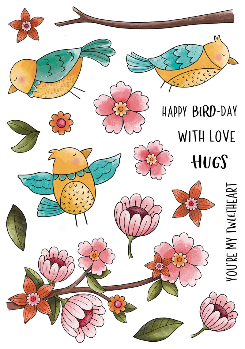 Set de sellos transparentes Creative Expressions Jane's Doodles Birdsong Blooms, 6 pulg. x 8 pulg.-3