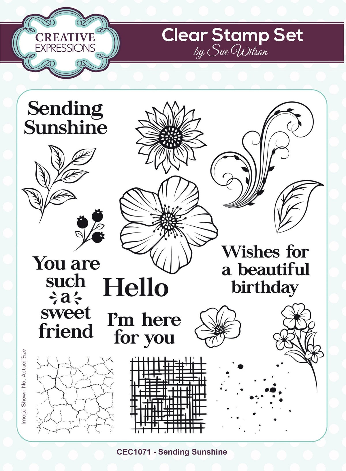 Set de sellos transparentes Creative Expressions Sue Wilson Sending Sunshine, 6 pulg. x 8 pulg.