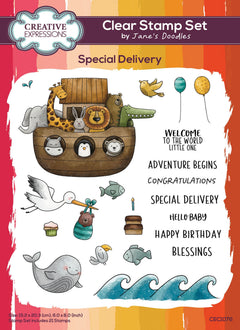 Creative Expressions Jane's Doodles Special Delivery 6 in x 8 in Clear Stamp Set-1