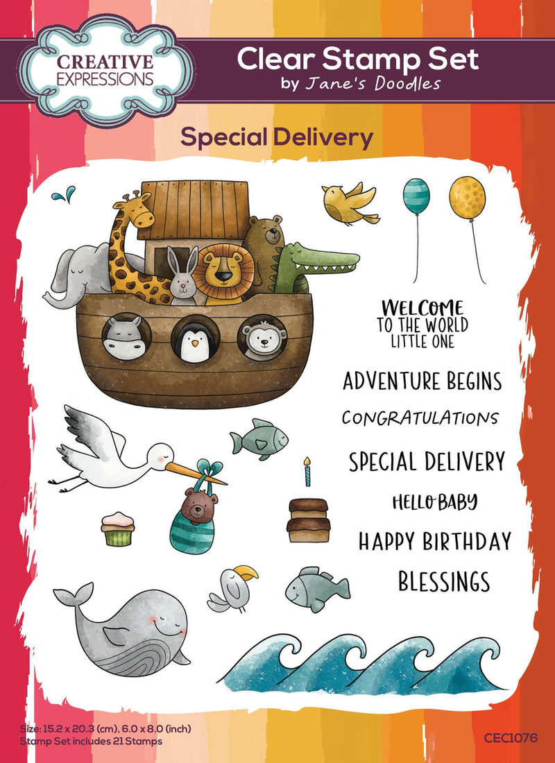 Creative Expressions Jane's Doodles Special Delivery 6 in x 8 in Clear Stamp Set-1