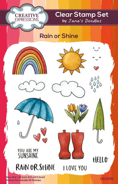 Creative Expressions Jane's Doodles Rain or Shine 4 in x 6 in Clear Stamp Set-1
