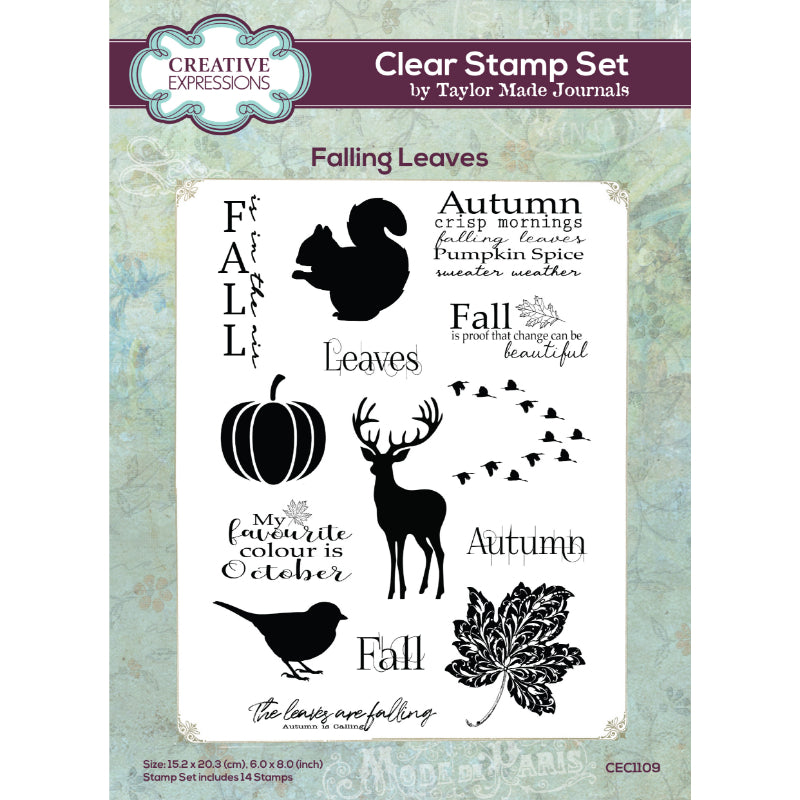 Creative Expressions Taylor Made Journals Fall Favourites 6 in x 8 in Clear Stamp Set-1